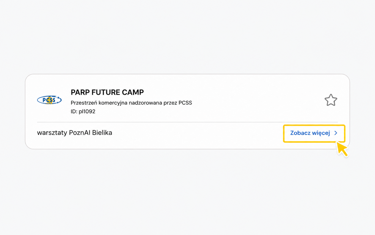 Wybierz „PARP FUTURE CAMP” i kliknij „Zobacz więcej”.